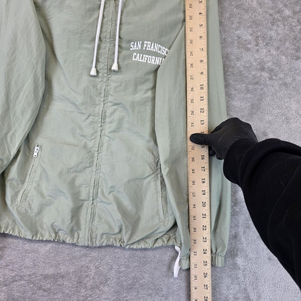J Galt Windbreaker Jacket Womens Small Green Hooded Full Zip San Francisco CA - Picture 6 of 8